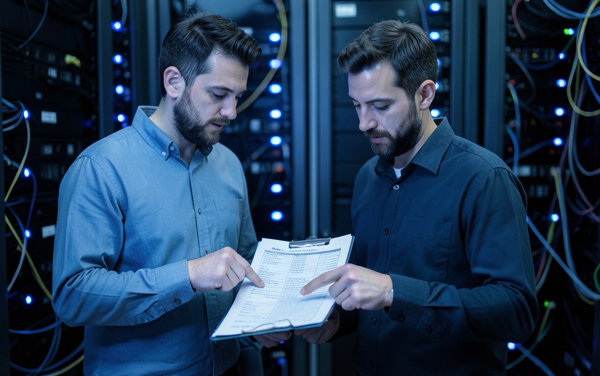 Engineers working through a migration checklist